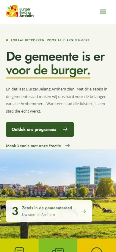 Mobile view of the BurgerBelang Arnhem website